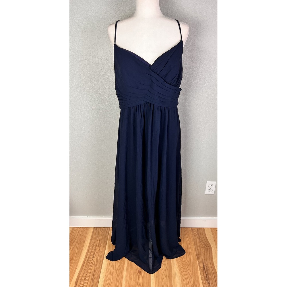 Levkoff Womens Sz 18 Navy Blue Crossback Dress Maxi Formal NWOT
